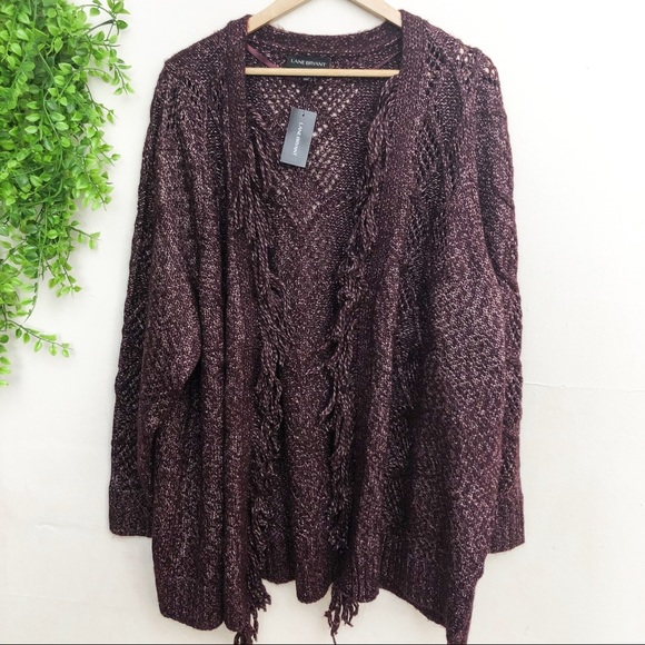 NEW Lane Bryant Fringe Plum Duster Cardigan 4X - Picture 2 of 15